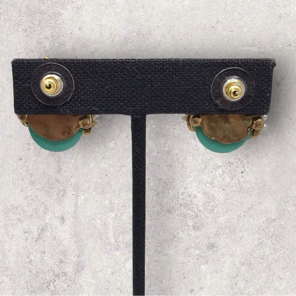 Betsy Johnson Earrings Turquoise Green & Gold Ladybug Stud Backing - Picture 5 of 5